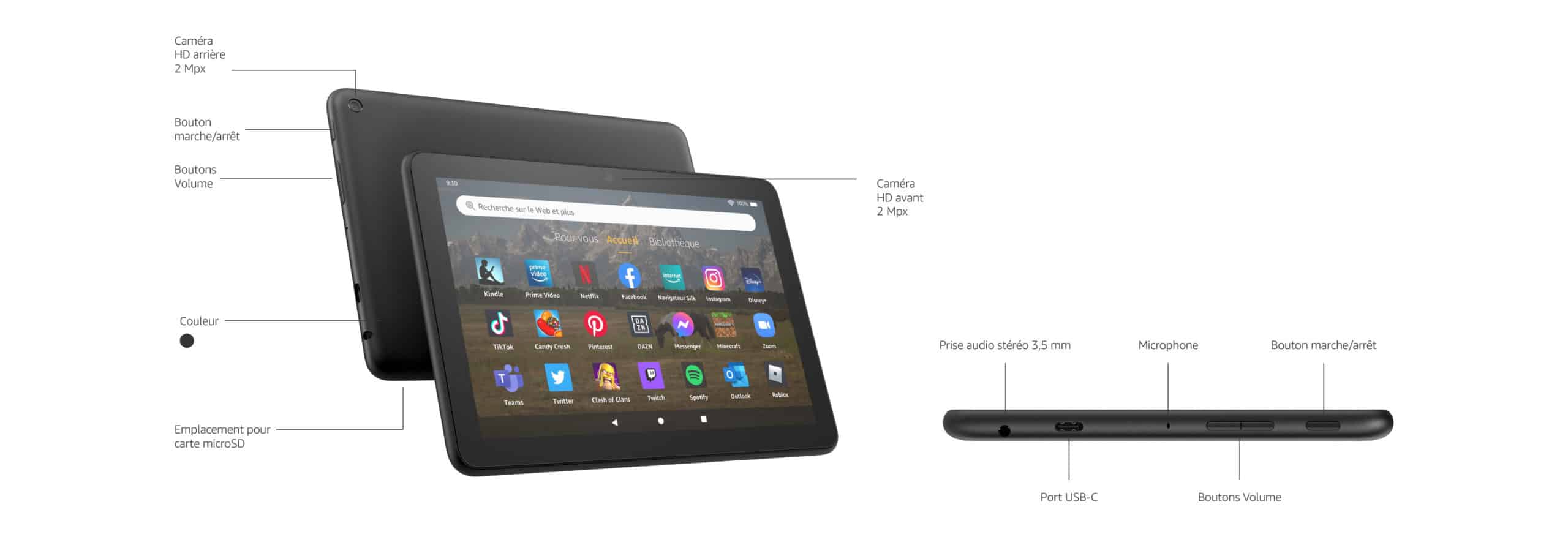 Une tablette  Fire HD 8 plus fine, plus légère et plus