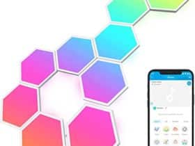 Govee Glide Hexa Appliques Murales, 10 Panneaux Lumineux LED Connectés, Hexagone LED RGBIC, Lumières Wi-Fi Créative avec Synchronisation de la Musique pour Salon, Chambre et Salles Gaming