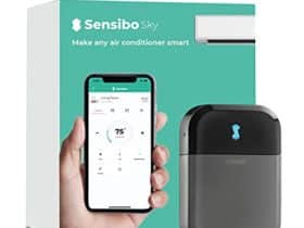 Sensibo Sky, système de climatiseur intelligent. Installé en 1 min. L’appli éco maintient le confort. Auto ON/OFF. Wifi-Google-Alexa-Siri. (Gris)