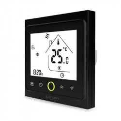 MOES - Thermostat intelligent Zigbee Noir pour plancher chauffant électrique 16A (compatible Lidl Home, Smart Life, Zigbee2MQTT)
