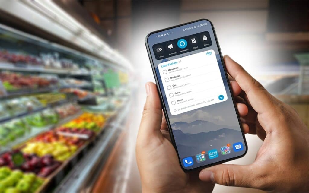 Widget Alexa pour iOS et Android pour la gestion des listes d'achats et de courses