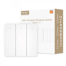 MOES - Interrupteur intelligent sans fil sans piles Zigbee 3 boutons