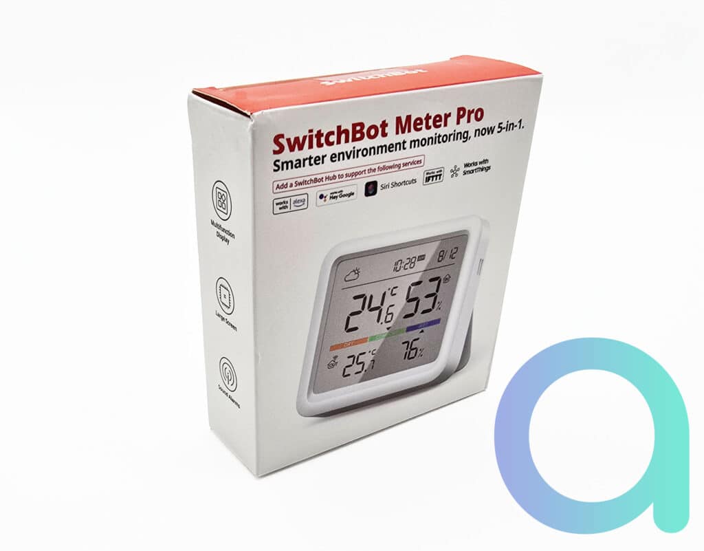 Un packaging toujours soigné et qui offre un visuel de tout les fonctionnalités du SwitchBot Meter Pro